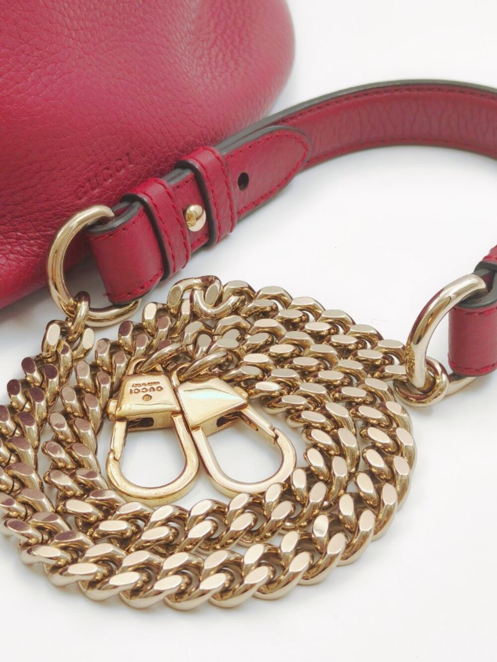 Gucci Bamboo Daily Pebbled Leather Bucket Bag Bordeaux Red Tassel Shoulder Bag - Picture 8 of 16